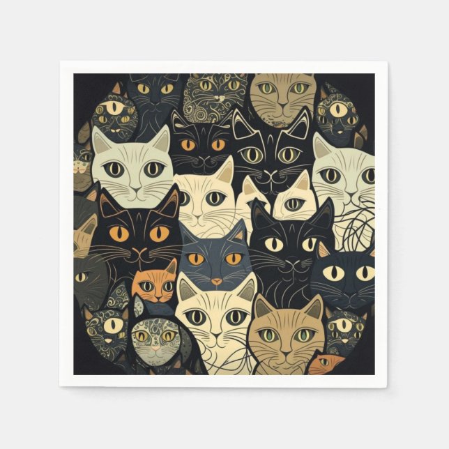 Cat Pattern Artsy Napkin (Front)