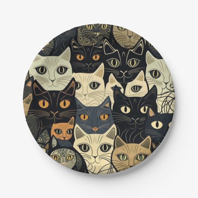 Cat Pattern Artsy Paper Plate (Front)