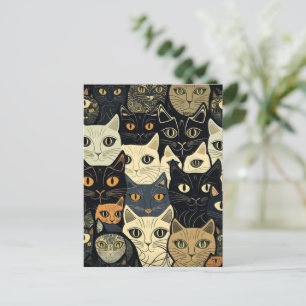 Cat Pattern Artsy Postcard