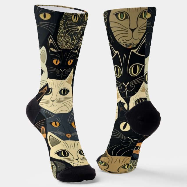 Cat Pattern Artsy Socks (Angled)