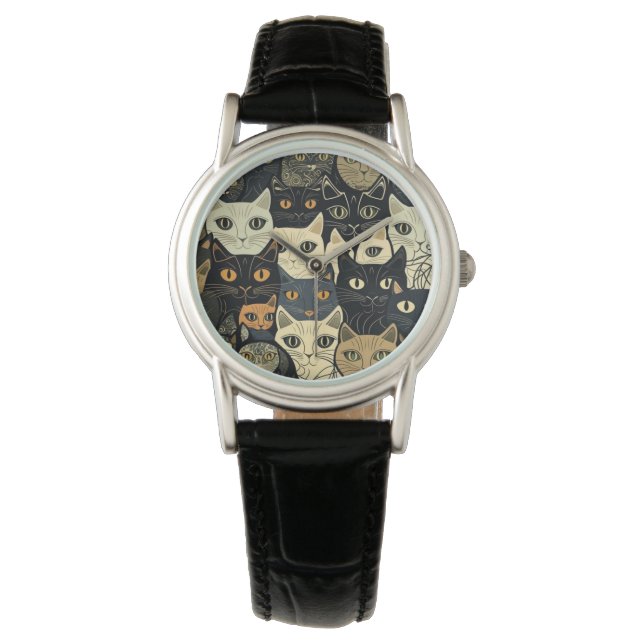 Cat Pattern Artsy Watch (Front)