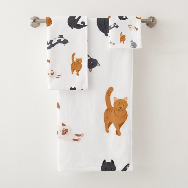 Cat pattern bath towel set (Insitu)