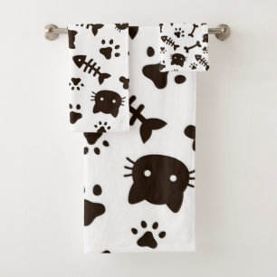 Cat pattern bath towel set