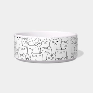 cat pattern black white bowl