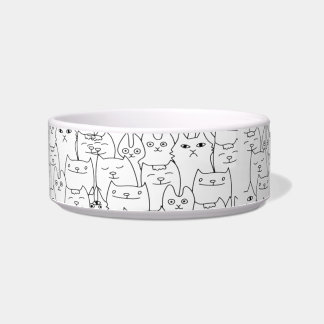 cat pattern black white bowl