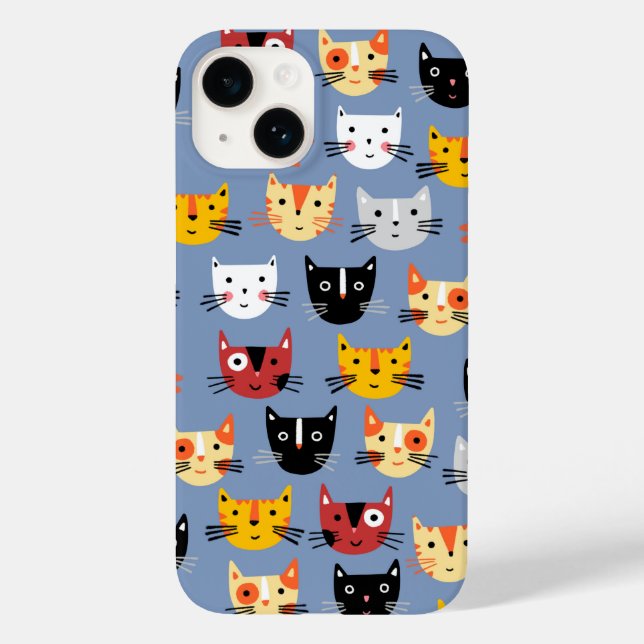 Cat Pattern Blue Case-Mate iPhone Case (Back)