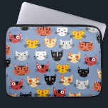 Cat Pattern Blue Laptop Sleeve<br><div class="desc">Lots of lovely little cats,  for animal lovers.  Original art by Nic Squirrell.</div>