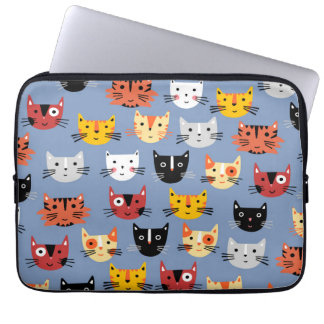 Cat Pattern Blue Laptop Sleeve