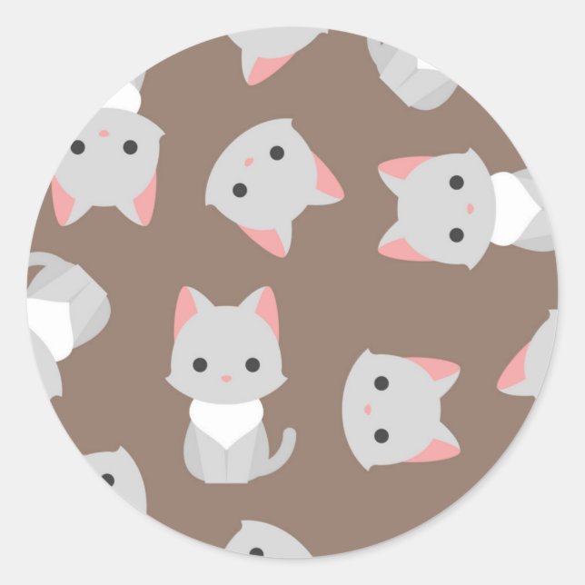 Cat pattern classic round sticker (Front)