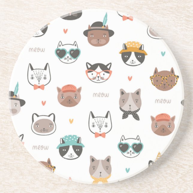Cat pattern coaster (Front)