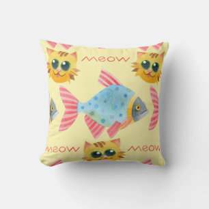 Cat Pattern Cute Colourful Pets Animals Cushion