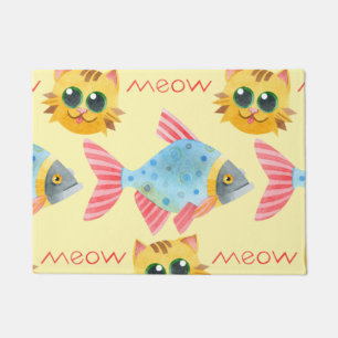 Cat Pattern Cute Colourful Pets Animals Doormat