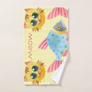 Cat Pattern Cute Colourful Pets Animals Hand Towel