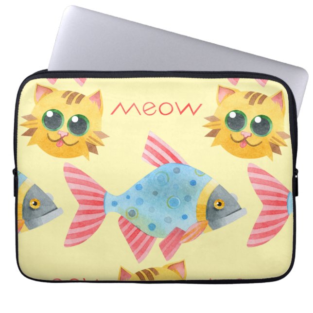  Cat Pattern Cute Colourful Pets Animals   Laptop Sleeve (Front)