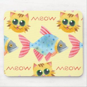  Cat Pattern Cute Colourful Pets Animals Mouse Mat
