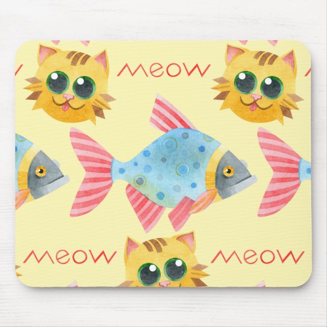  Cat Pattern Cute Colourful Pets Animals Mouse Mat (Front)