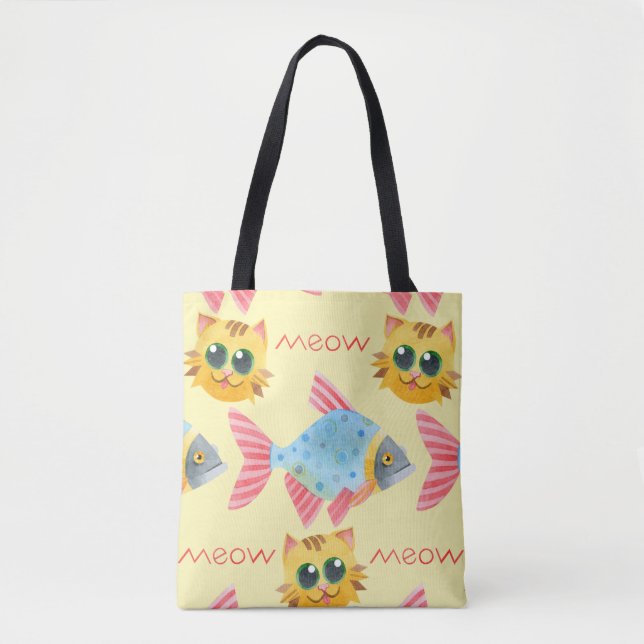  Cat Pattern Cute Colourful Pets Animals    Tote Bag (Front)