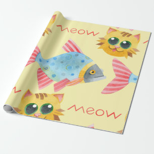 Cat Pattern Cute Colourful Pets Animals Wrapping Paper