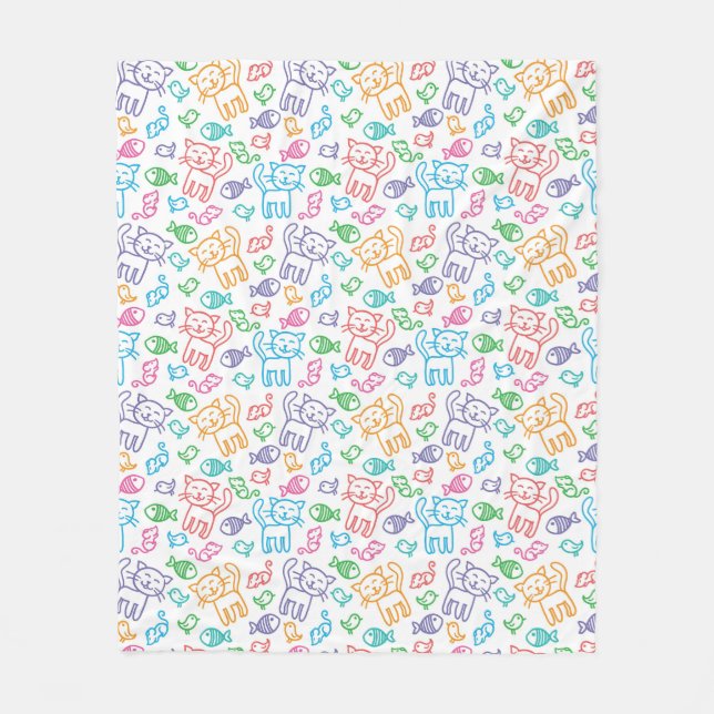 cat pattern fleece blanket (Front)