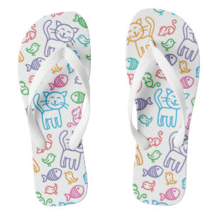 cat pattern flip flops