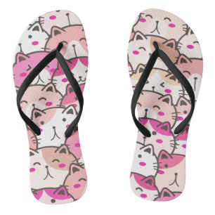 Cat Pattern Funny Colourful Pets Animals   Flip Flops