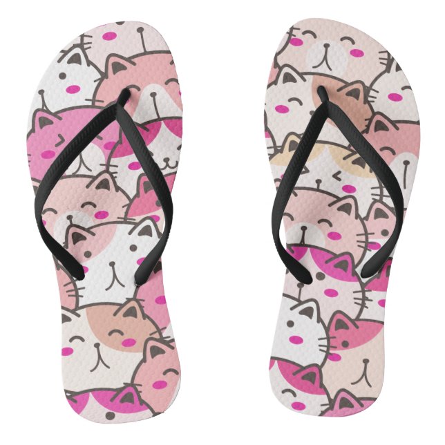 Cat Pattern Funny Colourful Pets Animals   Flip Flops (Footbed)