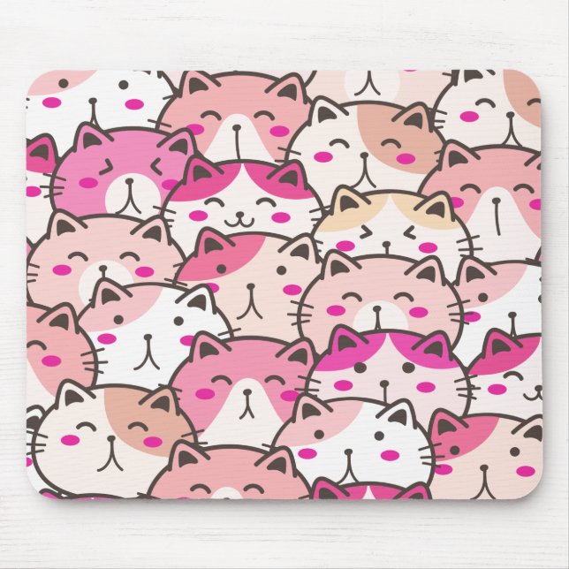 Cat Pattern Funny Colourful Pets Animals Mouse Mat (Front)