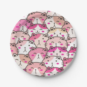 Cat Pattern Funny Colourful Pets Animals Paper Plate