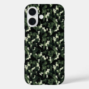 Cat Pattern Green Camouflage iPhone 16 Case
