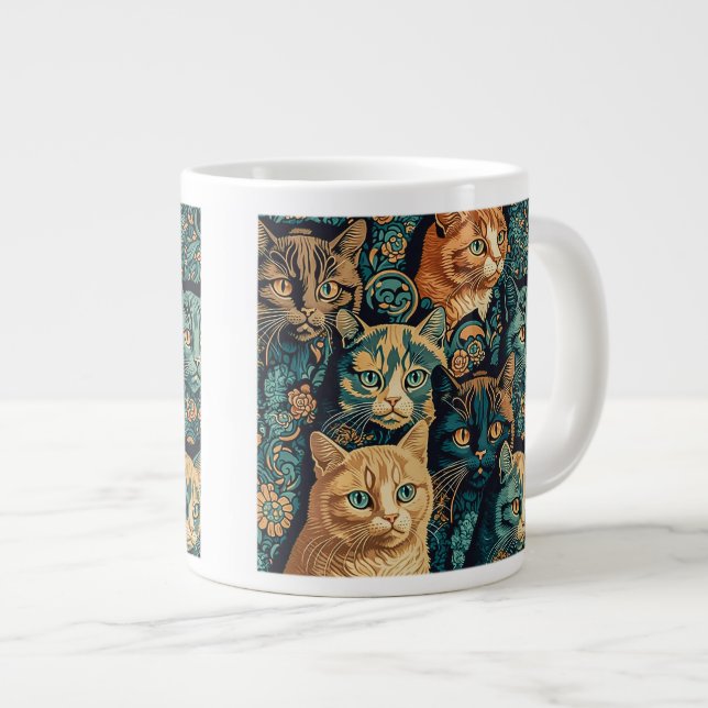 Cat Pattern Jumbo Mug  (Front Right)