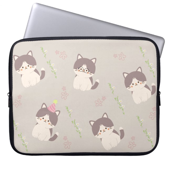 cat-pattern laptop caces sleeve (Front)