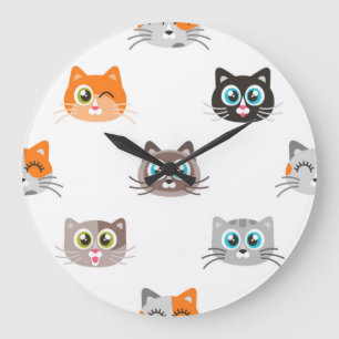 Cat pattern large clock