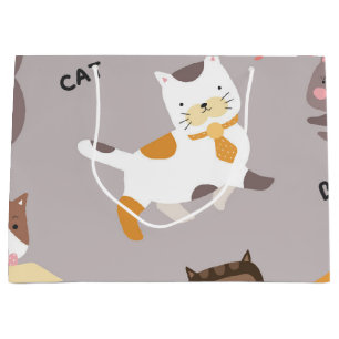 Cat pattern large gift bag