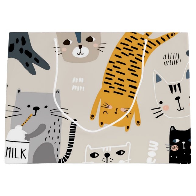 Cat pattern large gift bag (Front)