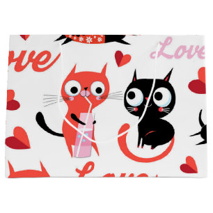 Cat pattern large gift bag