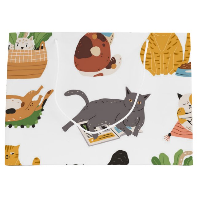Cat pattern large gift bag (Front)