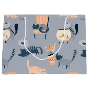 Cat pattern large gift bag