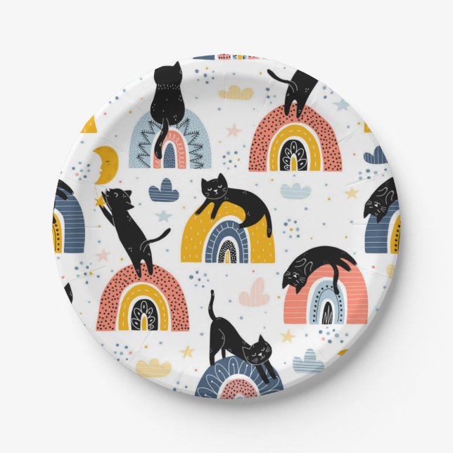 Cat pattern paper plate (Front)