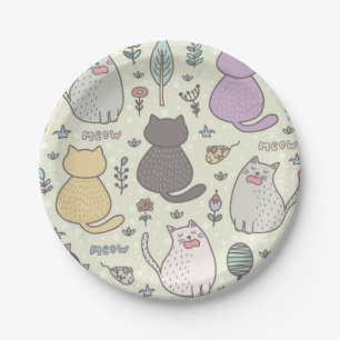Cat pattern paper plate