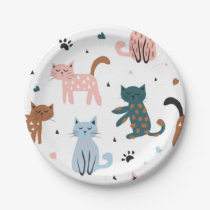 Cat pattern paper plate