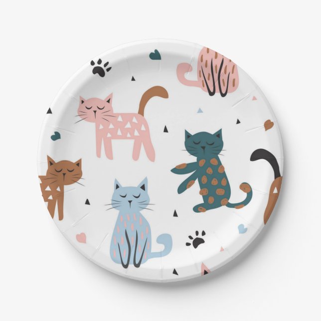 Cat pattern paper plate (Front)
