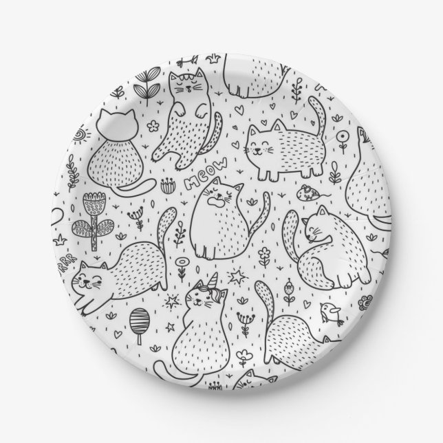 Cat pattern paper plate (Front)
