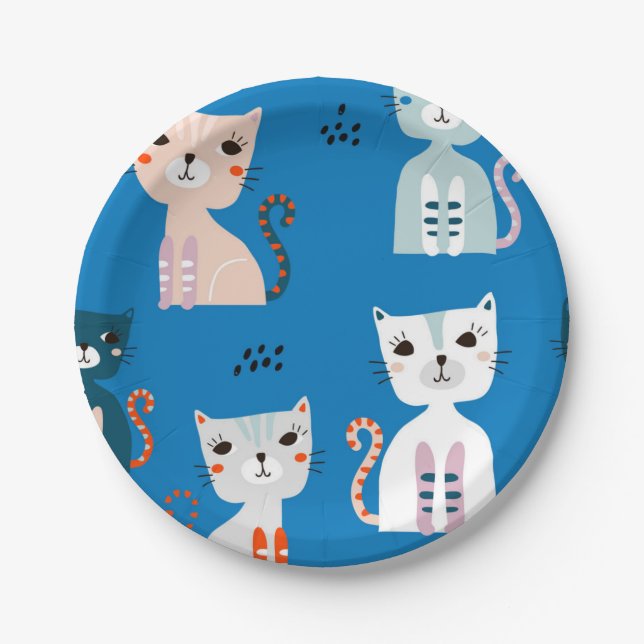 Cat pattern paper plate (Front)