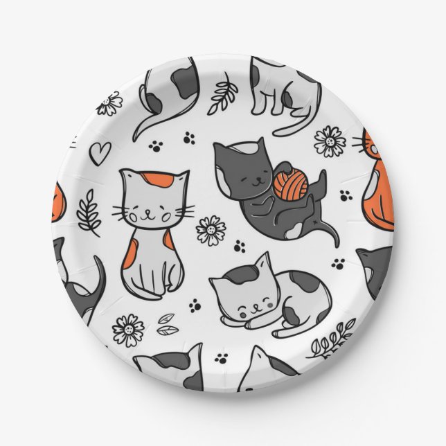 Cat pattern paper plate (Front)