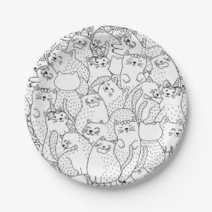 Cat pattern paper plate