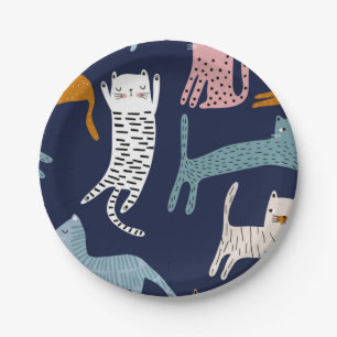 Cat pattern paper plate