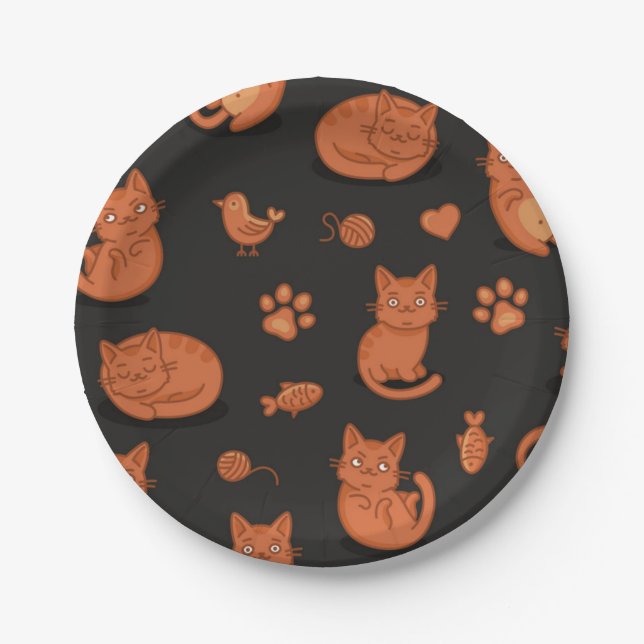 Cat pattern paper plate (Front)