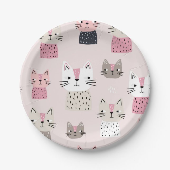 Cat pattern paper plate (Front)