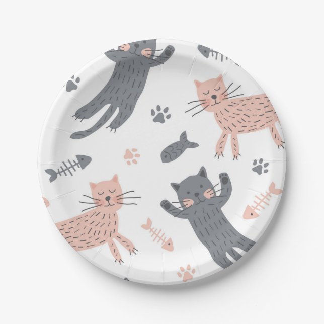 Cat pattern paper plate (Front)