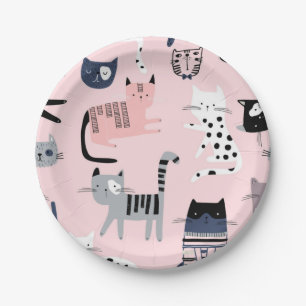 Cat pattern paper plate